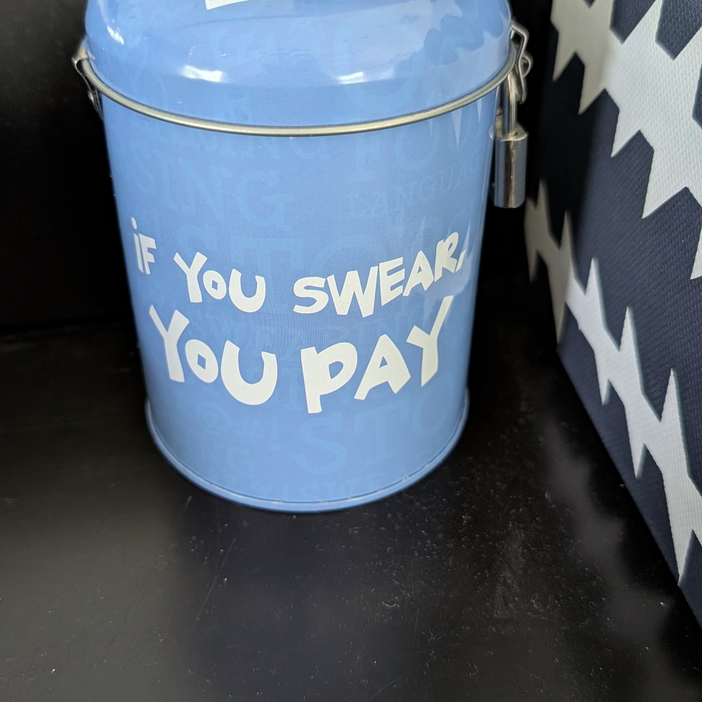 Blue Swear Jar with White Text